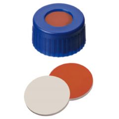 Kinesis Short Thread Caps, 9 mm Blue Polypropylene, Silicone/PTFE Septa