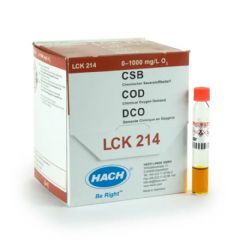 Hach LCK214 COD cuvette test, Mercury free, 0-1000 mg/L O2, 25 tests